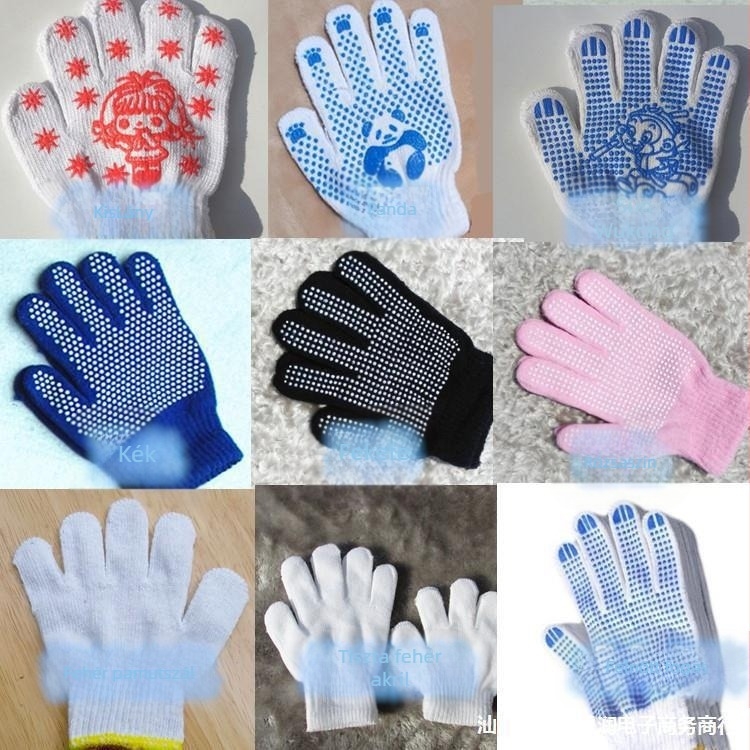 Gyerek pamut védő kesztyű, csúszásmentes, rajzfilm-stílus, kertészkedéshez és könnyű munkákhoz, 3-12 évesek