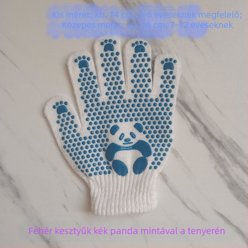 Gyerek pamut védő kesztyű, csúszásmentes, rajzfilm-stílus, kertészkedéshez és könnyű munkákhoz, 3-12 évesek