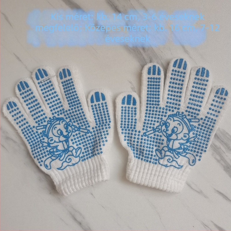 Gyerek pamut védő kesztyű, csúszásmentes, rajzfilm-stílus, kertészkedéshez és könnyű munkákhoz, 3-12 évesek