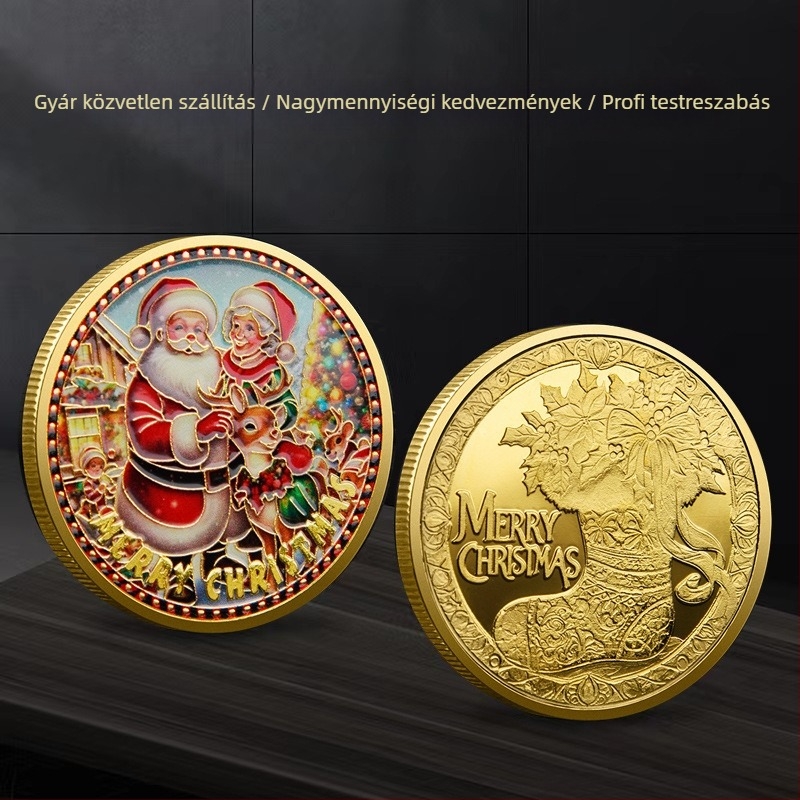 Karácsonyi Mikulás emlékérme reliefes kivitelben • Fém • Egyedi PP zacskóban csomagolva • Iroda ajándékként