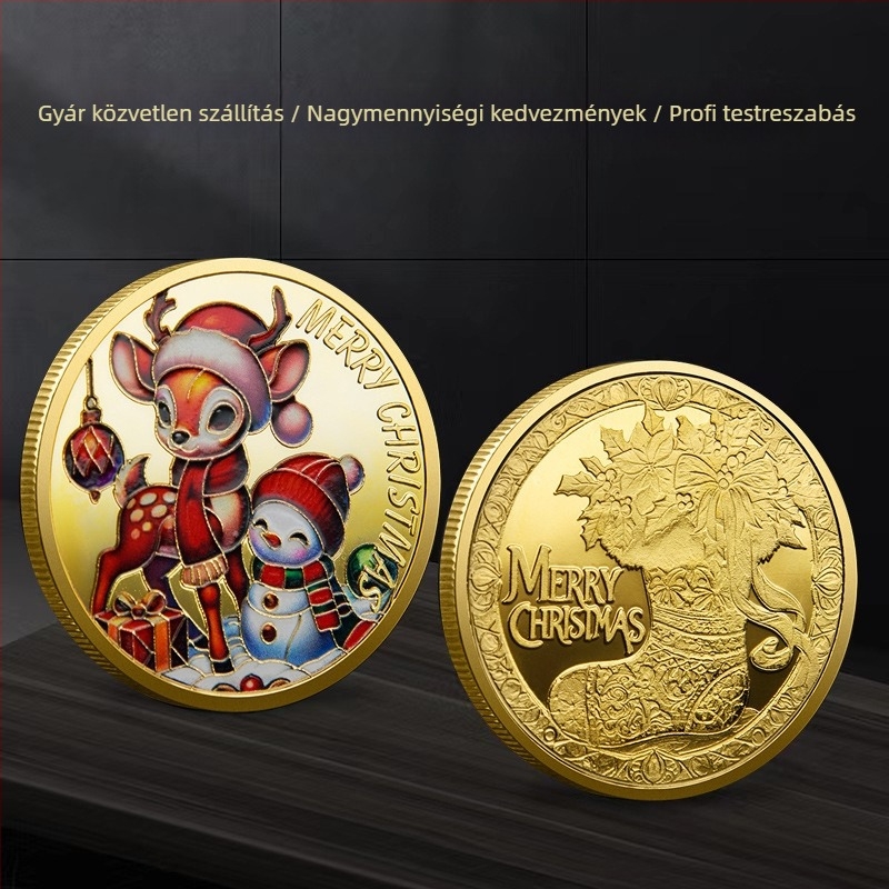 Karácsonyi Mikulás emlékérme reliefes kivitelben • Fém • Egyedi PP zacskóban csomagolva • Iroda ajándékként