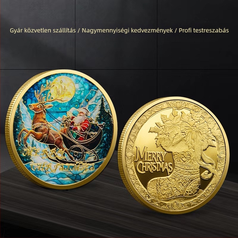 Karácsonyi Mikulás emlékérme reliefes kivitelben • Fém • Egyedi PP zacskóban csomagolva • Iroda ajándékként