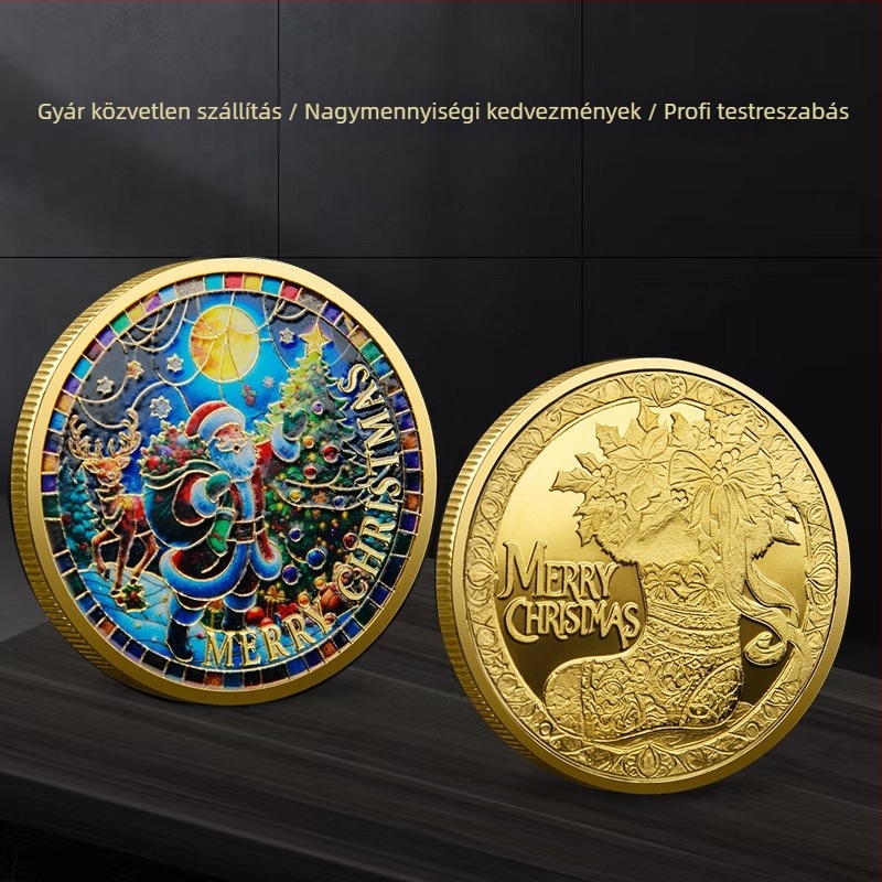 Karácsonyi Mikulás emlékérme reliefes kivitelben • Fém • Egyedi PP zacskóban csomagolva • Iroda ajándékként