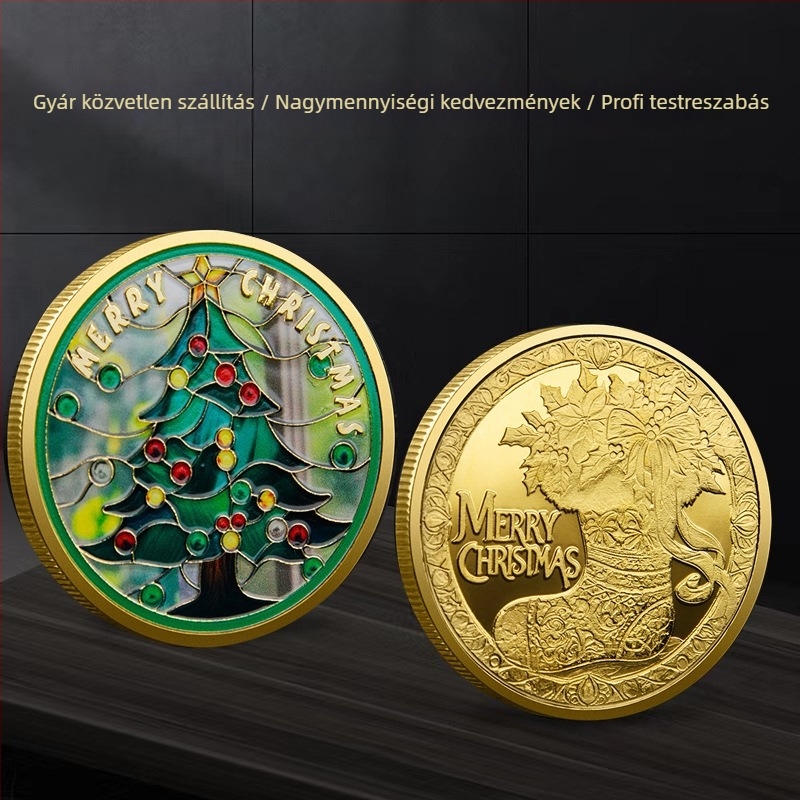 Karácsonyi Mikulás emlékérme reliefes kivitelben • Fém • Egyedi PP zacskóban csomagolva • Iroda ajándékként