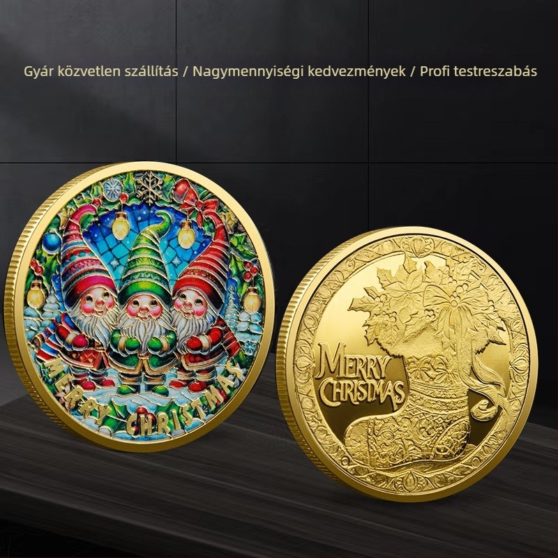 Karácsonyi Mikulás emlékérme reliefes kivitelben • Fém • Egyedi PP zacskóban csomagolva • Iroda ajándékként