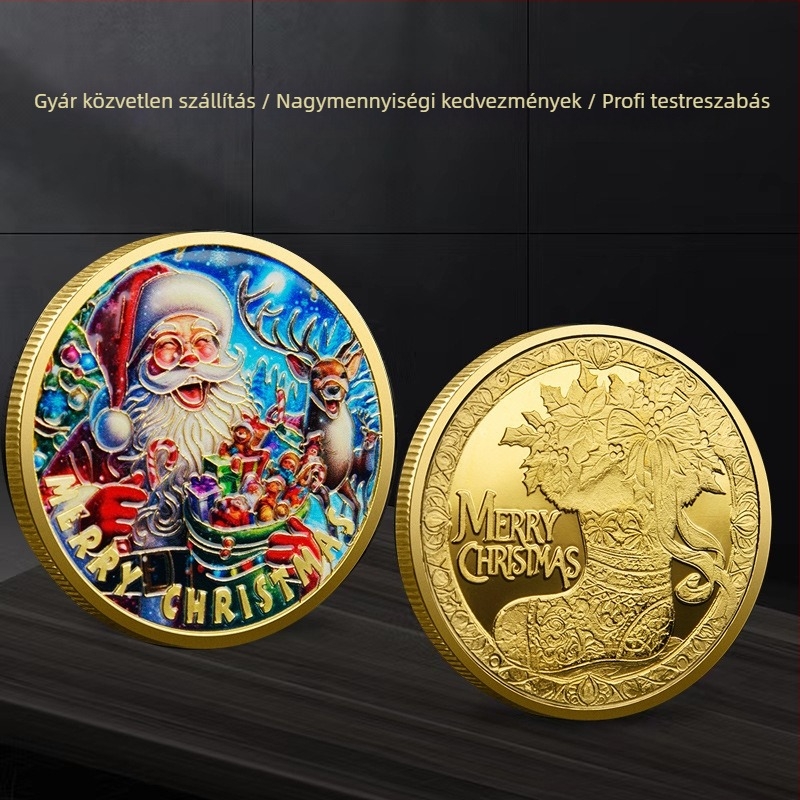 Karácsonyi Mikulás emlékérme reliefes kivitelben • Fém • Egyedi PP zacskóban csomagolva • Iroda ajándékként