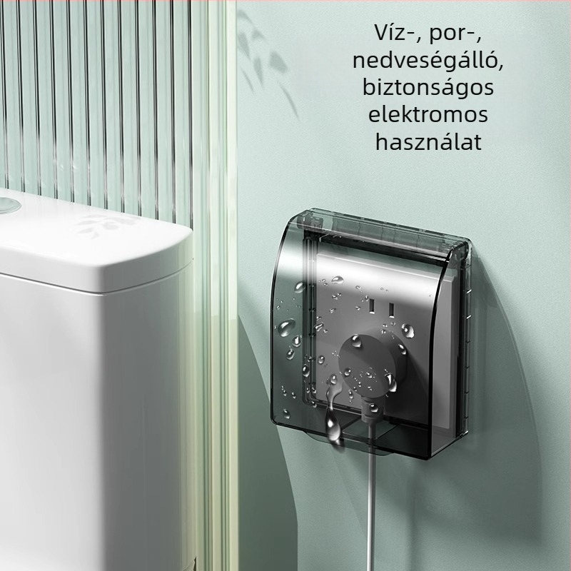 86-os típusú kapcsoló- és aljzatvédő fedél fürdőszobához, átlátszó, ragasztóval rögzíthető