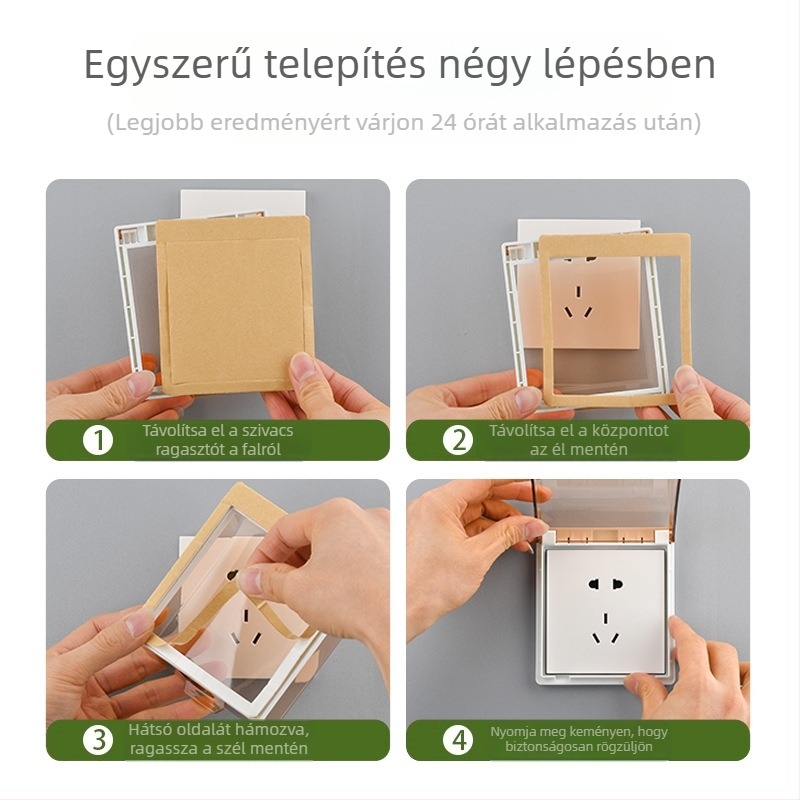 86-os típusú kapcsoló- és aljzatvédő fedél fürdőszobához, átlátszó, ragasztóval rögzíthető