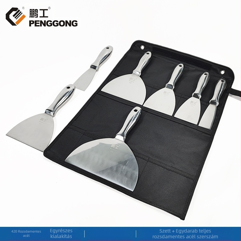 Lapos kés spatula – rozsdamentes acél, élelmiszer-minőség, por és sár tisztítására a pengéken; Peng Gong