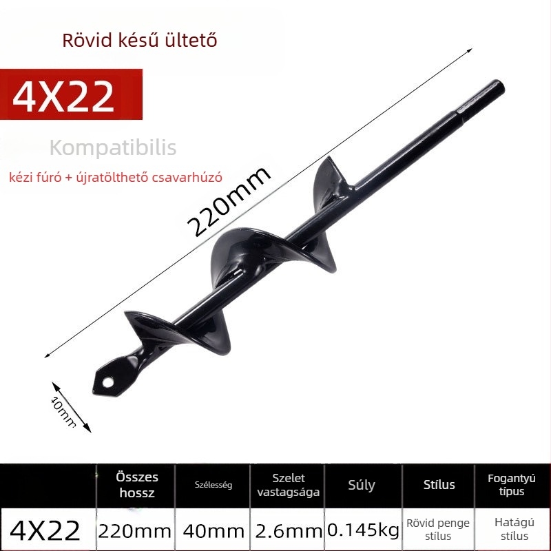 Kézi elektromos fúrófej talajfúráshoz spirális rúddal — talaj fellazítása, palántaültetés, lyukak fúrása és gödör ásása üvegházban