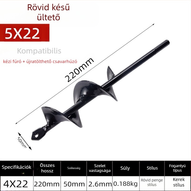 Kézi elektromos fúrófej talajfúráshoz spirális rúddal — talaj fellazítása, palántaültetés, lyukak fúrása és gödör ásása üvegházban