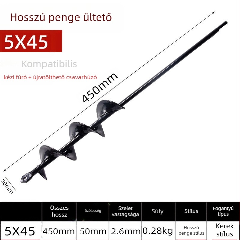 Kézi elektromos fúrófej talajfúráshoz spirális rúddal — talaj fellazítása, palántaültetés, lyukak fúrása és gödör ásása üvegházban