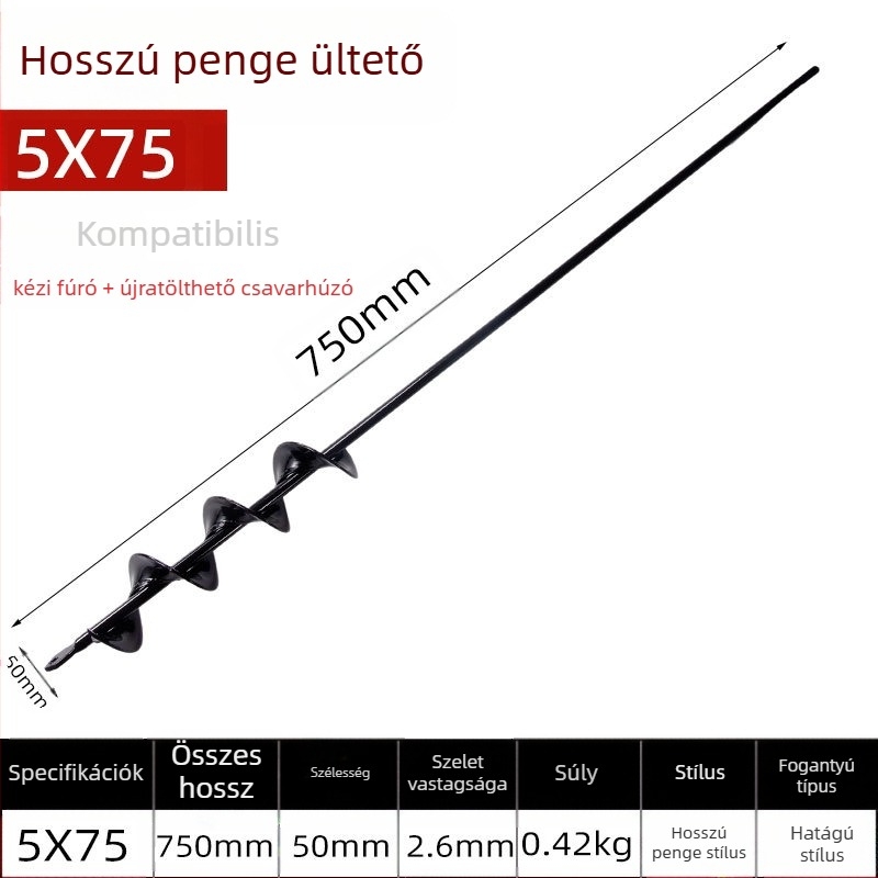 Kézi elektromos fúrófej talajfúráshoz spirális rúddal — talaj fellazítása, palántaültetés, lyukak fúrása és gödör ásása üvegházban