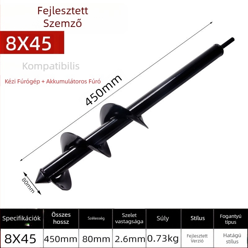 Kézi elektromos fúrófej talajfúráshoz spirális rúddal — talaj fellazítása, palántaültetés, lyukak fúrása és gödör ásása üvegházban