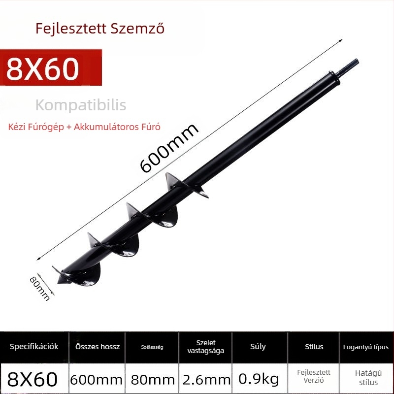 Kézi elektromos fúrófej talajfúráshoz spirális rúddal — talaj fellazítása, palántaültetés, lyukak fúrása és gödör ásása üvegházban