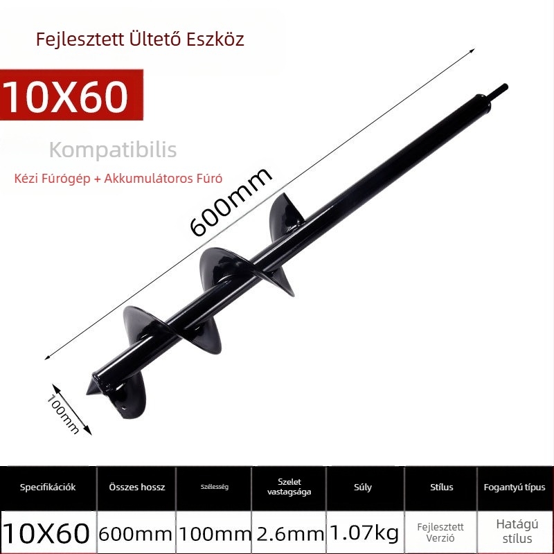 Kézi elektromos fúrófej talajfúráshoz spirális rúddal — talaj fellazítása, palántaültetés, lyukak fúrása és gödör ásása üvegházban