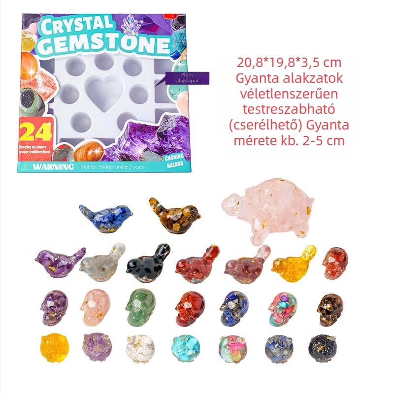 24 rekeszes nyers kristálykő készlet ajándék dobozban — modern minimalista stílus