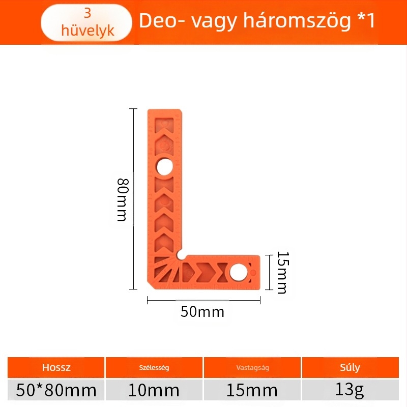 90°-os derékszögű vonalzó kőlemezekhez, L-alakú műanyag pozicionáló eszköz, segéd lokalizátor és megerősített rögzítő