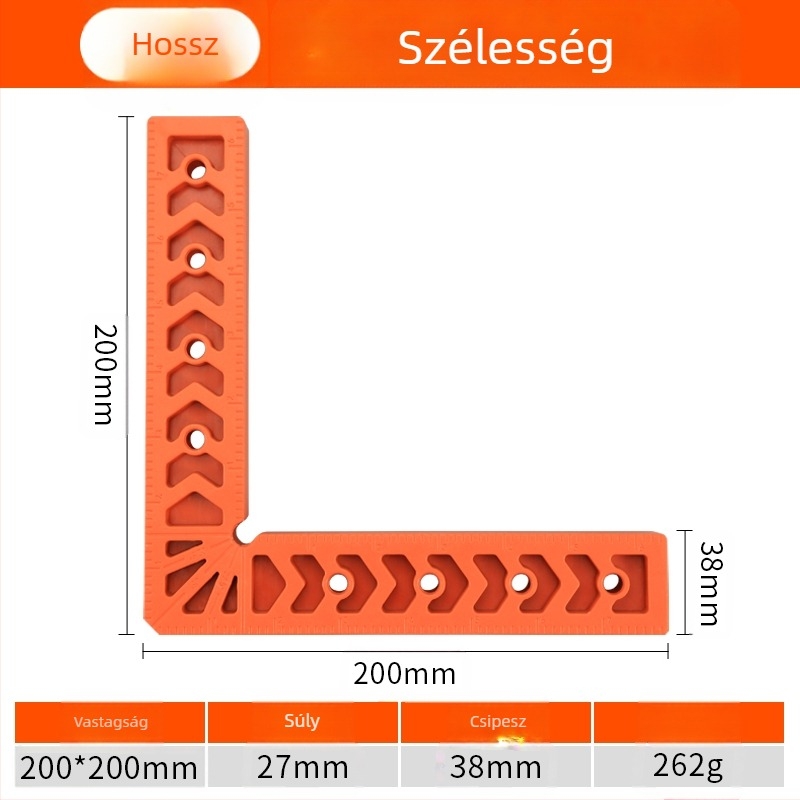 90°-os derékszögű vonalzó kőlemezekhez, L-alakú műanyag pozicionáló eszköz, segéd lokalizátor és megerősített rögzítő