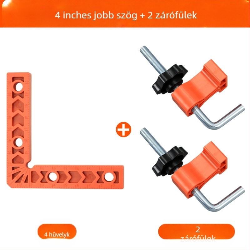 90°-os derékszögű vonalzó kőlemezekhez, L-alakú műanyag pozicionáló eszköz, segéd lokalizátor és megerősített rögzítő