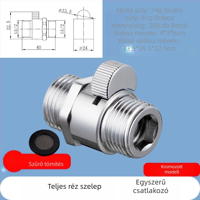 JF360 Réz egyenes és szögletes szelep WC-spricshoz — menetes, Ø20 mm, 1,6 MPa