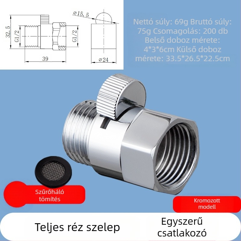 JF360 Réz egyenes és szögletes szelep WC-spricshoz — menetes, Ø20 mm, 1,6 MPa