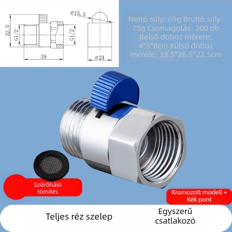 JF360 Réz egyenes és szögletes szelep WC-spricshoz — menetes, Ø20 mm, 1,6 MPa