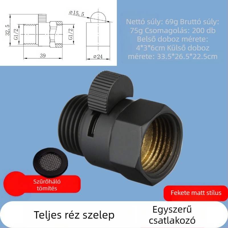 JF360 Réz egyenes és szögletes szelep WC-spricshoz — menetes, Ø20 mm, 1,6 MPa