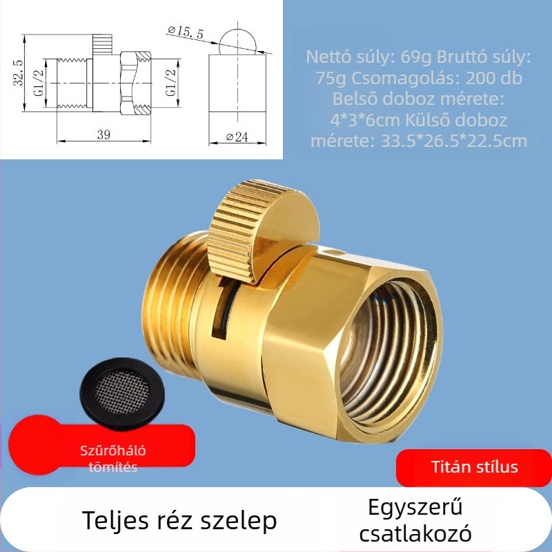 JF360 Réz egyenes és szögletes szelep WC-spricshoz — menetes, Ø20 mm, 1,6 MPa