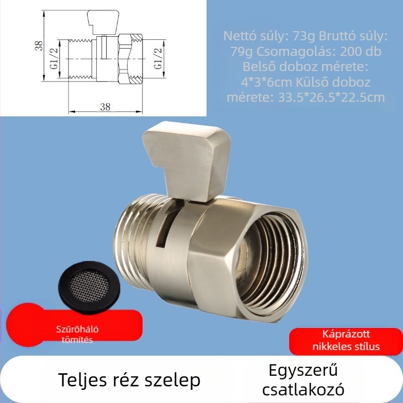 JF360 Réz egyenes és szögletes szelep WC-spricshoz — menetes, Ø20 mm, 1,6 MPa