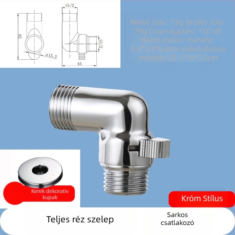 JF360 Réz egyenes és szögletes szelep WC-spricshoz — menetes, Ø20 mm, 1,6 MPa