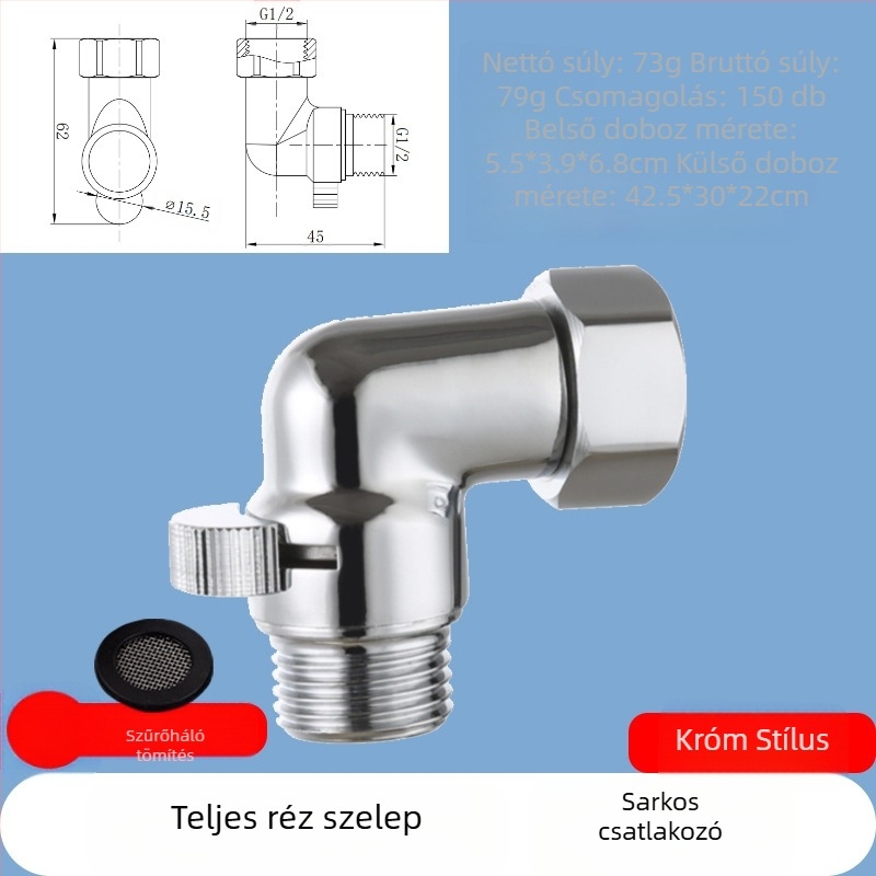 JF360 Réz egyenes és szögletes szelep WC-spricshoz — menetes, Ø20 mm, 1,6 MPa