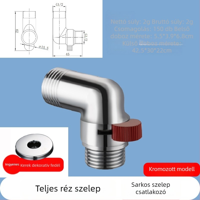 JF360 Réz egyenes és szögletes szelep WC-spricshoz — menetes, Ø20 mm, 1,6 MPa