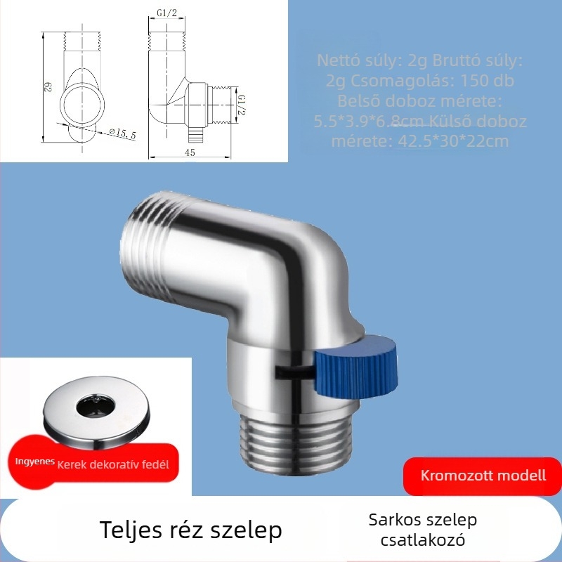 JF360 Réz egyenes és szögletes szelep WC-spricshoz — menetes, Ø20 mm, 1,6 MPa