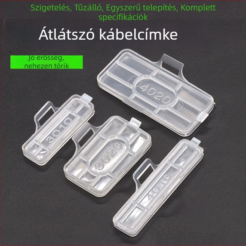 Kábel- és vezetékjelző névtábla, vízálló átlátszó jelzőkeret, PP anyag, beltéri és kültéri használatra, kompatibilis a 3010/3020/4010/4020 nyomtatási modellekkel