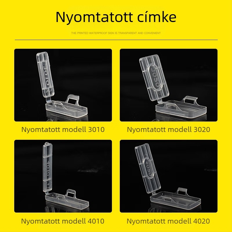 Kábel- és vezetékjelző névtábla, vízálló átlátszó jelzőkeret, PP anyag, beltéri és kültéri használatra, kompatibilis a 3010/3020/4010/4020 nyomtatási modellekkel