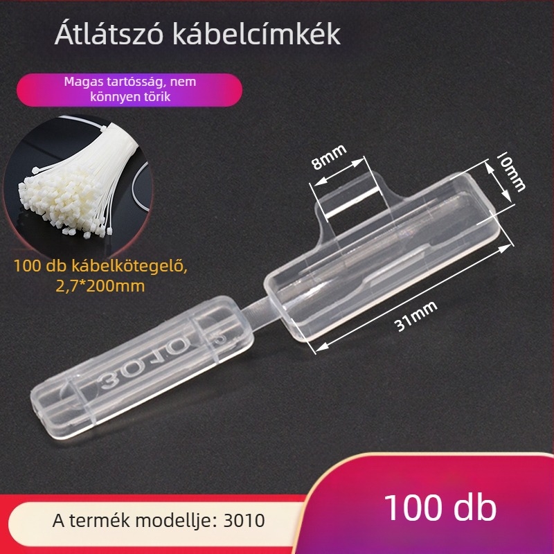 Kábel- és vezetékjelző névtábla, vízálló átlátszó jelzőkeret, PP anyag, beltéri és kültéri használatra, kompatibilis a 3010/3020/4010/4020 nyomtatási modellekkel