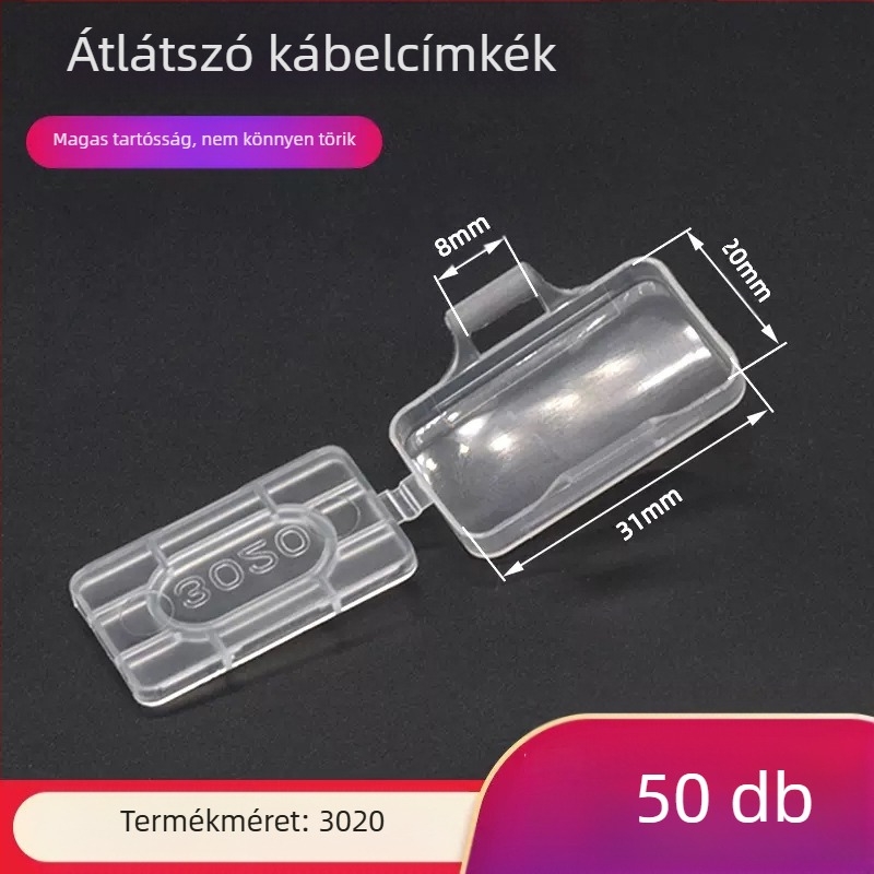 Kábel- és vezetékjelző névtábla, vízálló átlátszó jelzőkeret, PP anyag, beltéri és kültéri használatra, kompatibilis a 3010/3020/4010/4020 nyomtatási modellekkel