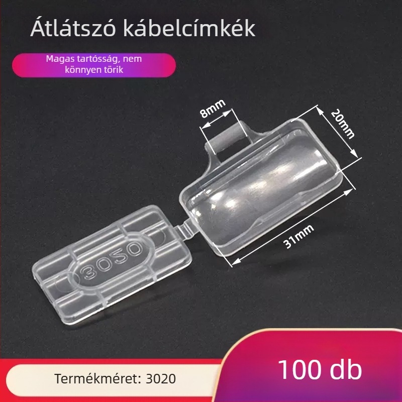 Kábel- és vezetékjelző névtábla, vízálló átlátszó jelzőkeret, PP anyag, beltéri és kültéri használatra, kompatibilis a 3010/3020/4010/4020 nyomtatási modellekkel