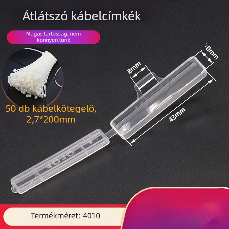 Kábel- és vezetékjelző névtábla, vízálló átlátszó jelzőkeret, PP anyag, beltéri és kültéri használatra, kompatibilis a 3010/3020/4010/4020 nyomtatási modellekkel