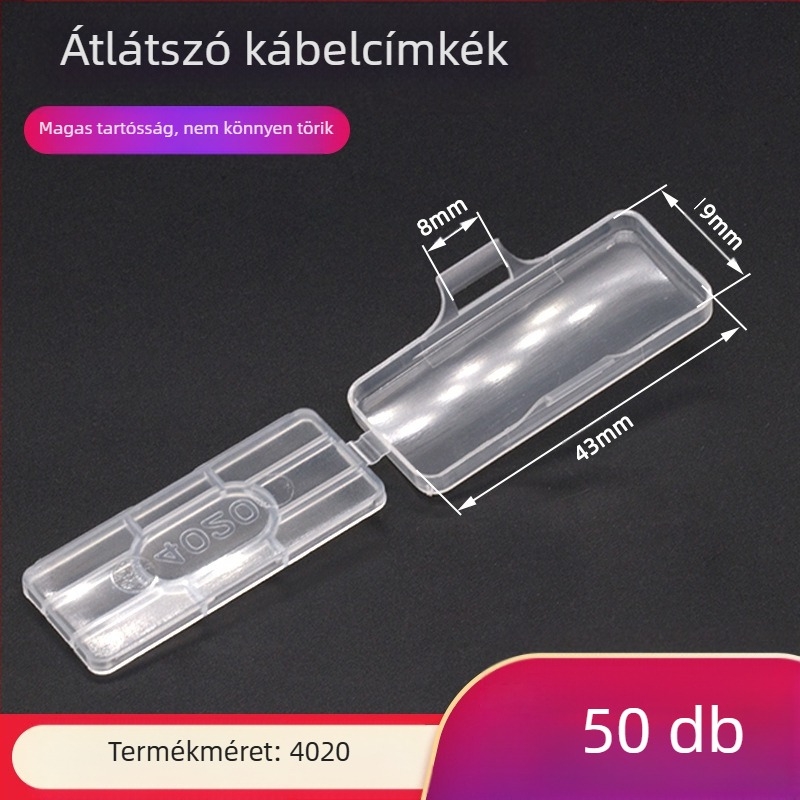 Kábel- és vezetékjelző névtábla, vízálló átlátszó jelzőkeret, PP anyag, beltéri és kültéri használatra, kompatibilis a 3010/3020/4010/4020 nyomtatási modellekkel