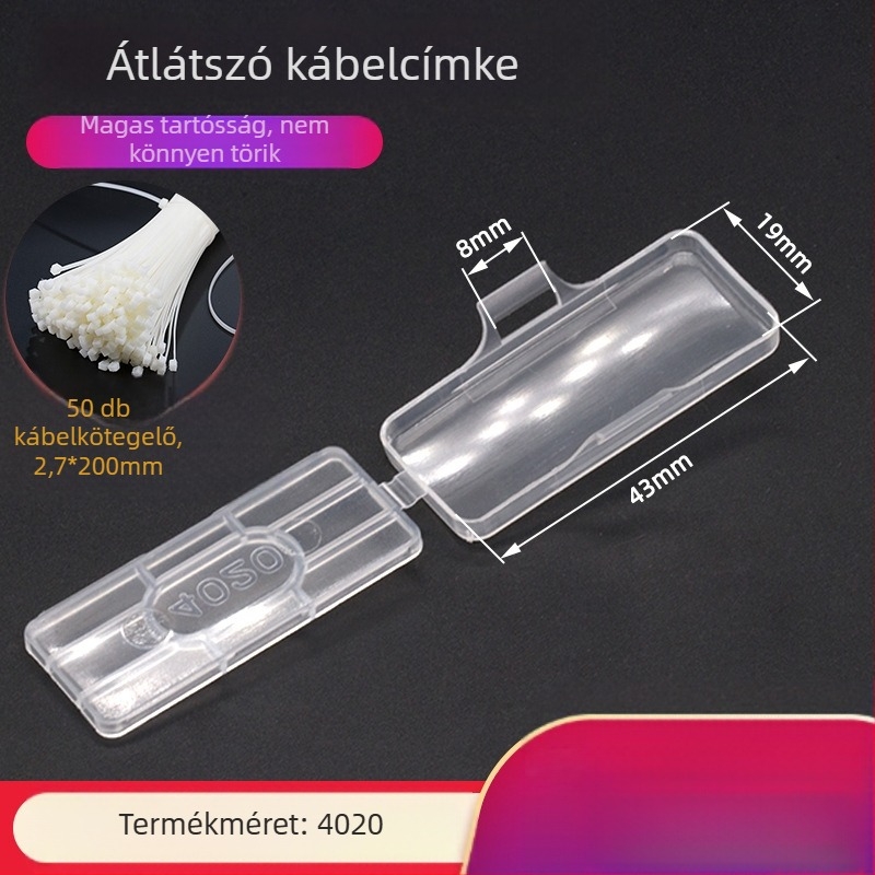 Kábel- és vezetékjelző névtábla, vízálló átlátszó jelzőkeret, PP anyag, beltéri és kültéri használatra, kompatibilis a 3010/3020/4010/4020 nyomtatási modellekkel