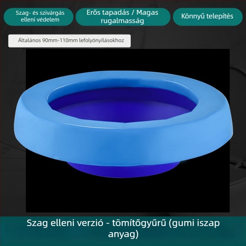 WC-fali csatlakozó, szagtalanító tömítőgyűrű, megvastagodott kivitel, univerzális alap, gumigyűrű a lefolyóhoz, szivárgásmentes