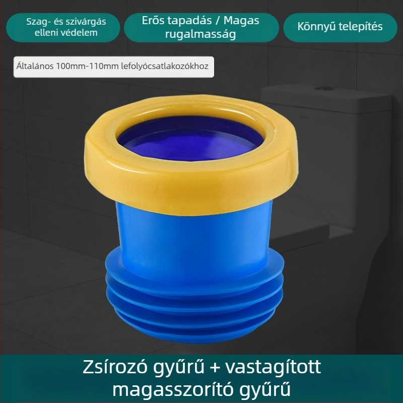 WC-fali csatlakozó, szagtalanító tömítőgyűrű, megvastagodott kivitel, univerzális alap, gumigyűrű a lefolyóhoz, szivárgásmentes