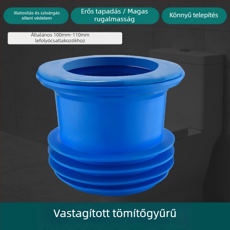 WC-fali csatlakozó, szagtalanító tömítőgyűrű, megvastagodott kivitel, univerzális alap, gumigyűrű a lefolyóhoz, szivárgásmentes