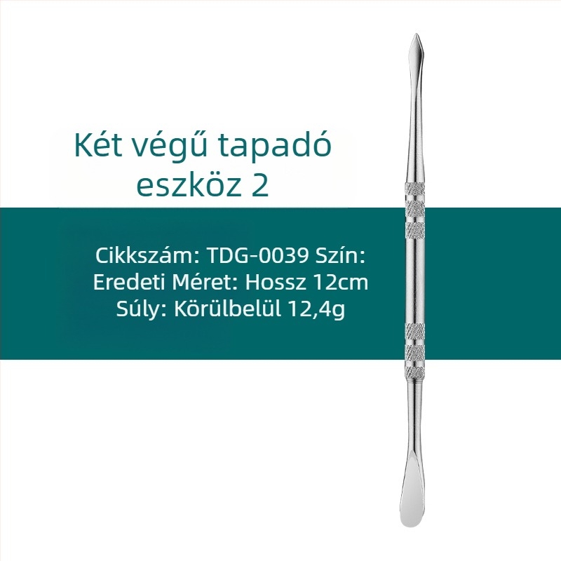 Nemesacélból készült pipatisztító és faragó eszközöket tartalmazó készlet, méretei 17,7 × 6 × 1,8 cm, tömege körülbelül 143 g; logó nyomtatás és magánmárka elérhető