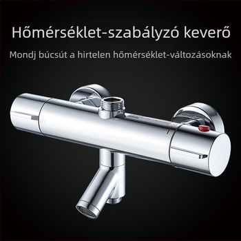Termosztatikus zuhanycsaptelep - réz test, falra szerelt, 20–55°C, 1.0–5 kg, termosztatikus + kerámia vezérlőmag
