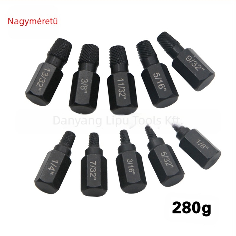 Csavar eltávolító készlet törött fejű csavarokhoz, imperial szabvány, többcsavaros kialakítás, 40Cr-V acél