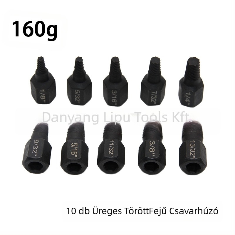 Csavar eltávolító készlet törött fejű csavarokhoz, imperial szabvány, többcsavaros kialakítás, 40Cr-V acél