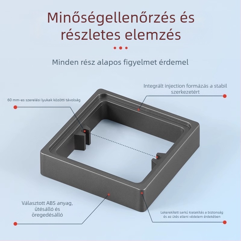 Type 86-os beépített négyszögletes elektromos doboz, megnövelt gyűrűvel és alsó nélküli doboz tömítésével, kapcsolópanel kompatibilis.